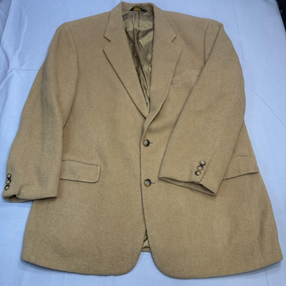 Brooks Brothers Sport Coat Mens 44L Brown Camelhair Lined Blazer Jacket Soft
